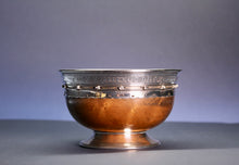 Load image into Gallery viewer, An Arts and Crafts Sterling Silver and Sycamore mazer bowl. Circa 1928