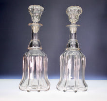 Load image into Gallery viewer, A set of four 'Newcastle Bell' Shape Pillar Moulded Glass decanters. Late 19th century