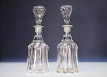 Load image into Gallery viewer, A set of four 'Newcastle Bell' Shape Pillar Moulded Glass decanters. Late 19th century