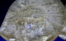 Load image into Gallery viewer, A pair of late Qing dynasty finely carved mother-of-pearl shells depicting a village scenes, circa 1880
