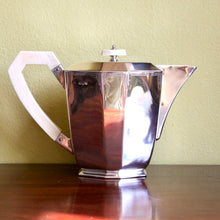 Load image into Gallery viewer, An Elizabeth II Art Deco style sterling silver four piece tea service.