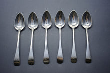 Load image into Gallery viewer, A rare set of six George III Sterling Silver Old English pattern teaspoons Newcastle circa 1810