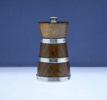 Load image into Gallery viewer, An Edwardian Sterling Silver and Oak Milk Churn Pepper Grinder. Birmingham 1912