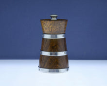 Load image into Gallery viewer, Edwardian Sterling Silver and Oak Milk Churn Pepper Grinder. Birmingham 1912.