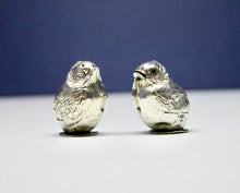 Load image into Gallery viewer, A rare pair of Sterling Silver 'Hatching Chicks' by Sampson Mordan for Mappin and Webb. Chester 1907.