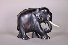 Load image into Gallery viewer, A carved Ebony Asian Elephant.