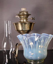Load image into Gallery viewer, A WAS (William Arthur Smith) Benson table lamp with original Whitefriars Glass Shade