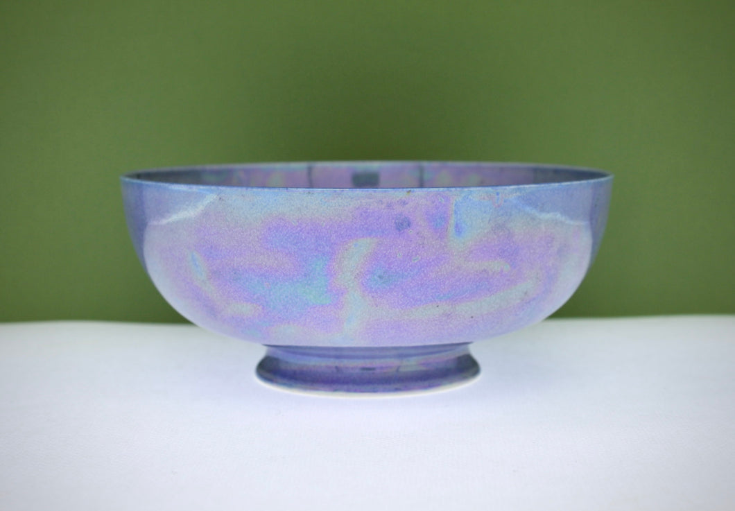 A fine Ruskin delphinium blue crystalline lustre eggshell footed bowl, dated 1922