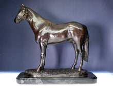 Load image into Gallery viewer, A Bronzed Spelter figure of the Thoroughbred Racehorse Danehill on a black marble base,
