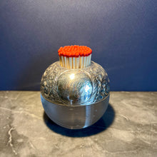 Load image into Gallery viewer, A large Edwardian ribbed glass and sterling silver match striker, London 1907
