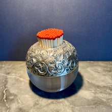 Load image into Gallery viewer, A large Edwardian ribbed glass and sterling silver match striker, London 1907
