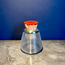 Load image into Gallery viewer, A large Edwardian ribbed glass and sterling silver match striker, London 1910
