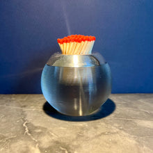 Load image into Gallery viewer, A large ribbed glass and sterling silver match striker. Birmingham 1935
