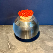 Load image into Gallery viewer, A large ribbed glass and sterling silver match striker. Birmingham 1935
