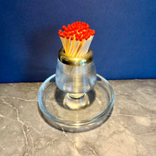 Load image into Gallery viewer, A large Edwardian ribbed glass and brass match striker. Circa 1910

