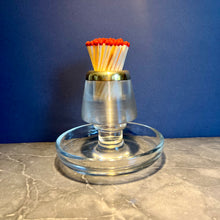 Load image into Gallery viewer, A large Edwardian ribbed glass and brass match striker. Circa 1910
