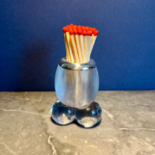 Load image into Gallery viewer, An Edwardian ribbed glass and sterling silver match striker. Birmingham 1905
