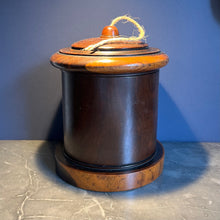 Load image into Gallery viewer, A 19th century turned Lignum Vitae cylindrical string box Circa 1840
