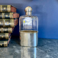 Load image into Gallery viewer, A Victorian cut glass and sterling silver hip flask. London 1872
