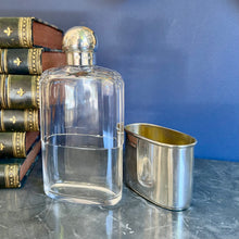Load image into Gallery viewer, A Victorian cut glass and sterling silver hip flask. London 1872

