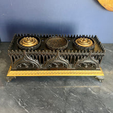 Load image into Gallery viewer, A French Empire period bronze and gilt bronze Gothic revival style inkstand. Circa 1810
