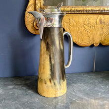 Load image into Gallery viewer, A 19th century Horn Jug with Silver plated mounts and a glass bottom. English Circa 1880
