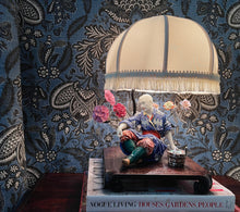 Load image into Gallery viewer, An Edwardian  European Porcelain Figural Lamp Base and Shade on Stand . Circa 1920
