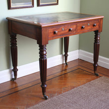 Load image into Gallery viewer, A George IV mahogany two drawer writing table. English Circa 1830
