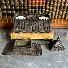 Load image into Gallery viewer, A French Restoration period bronze gothic inkstand. Circa 1820
