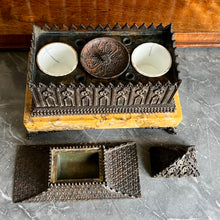 Load image into Gallery viewer, A French Restoration period bronze gothic inkstand. Circa 1820
