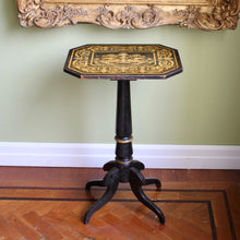 Load image into Gallery viewer, A Regency ebonised table with a penwork top. English Circa 1810
