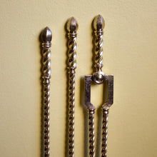 Load image into Gallery viewer, A set of three 19th century brass fire tools. English Circa 1850
