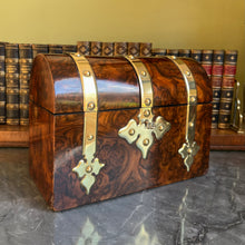 Load image into Gallery viewer, A Victorian Burr Walnut brass bound domed topped box. English Circa 1870

