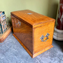 Load image into Gallery viewer, A Parkins &amp; Gotto oak dispatch box. Circa 1891
