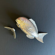 Load image into Gallery viewer, A vintage Japanese sterling silver Koi fish salt and pepper. 20th century
