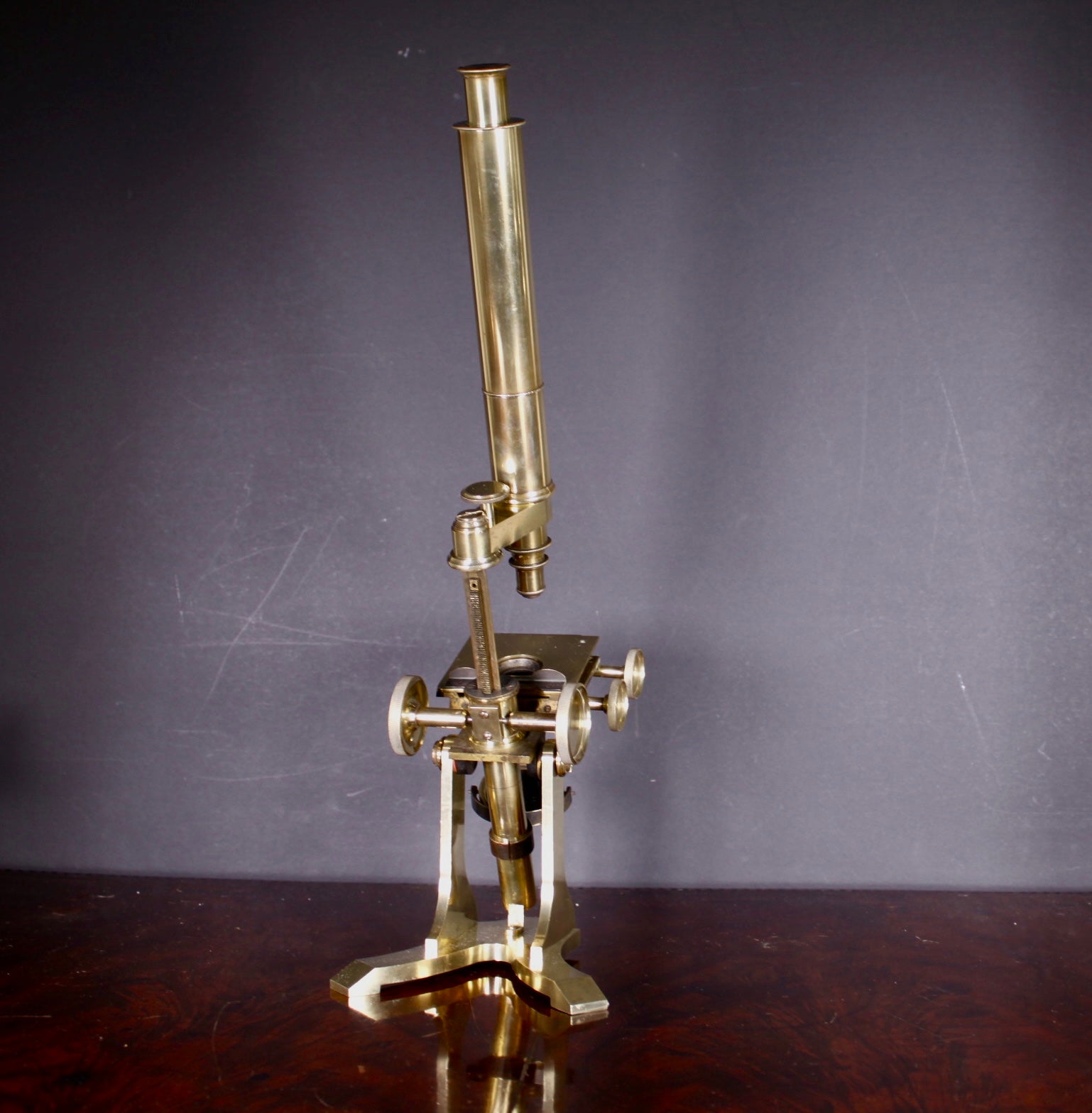A mid 19th century brass bar-limb English Microscope. Circa 1850 ...