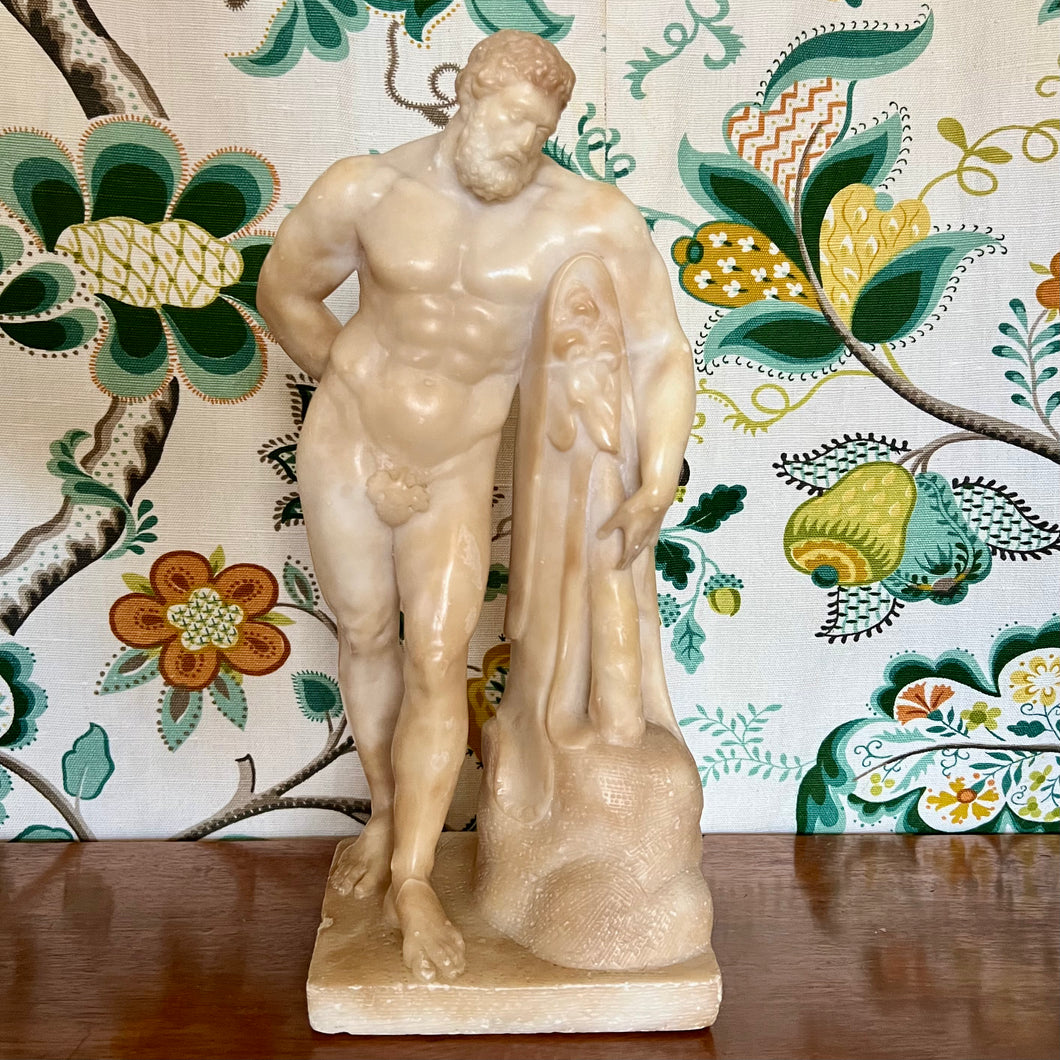 A 19th century Grand Tour carved alabaster Farnese Hercules. Italy circa 1880
