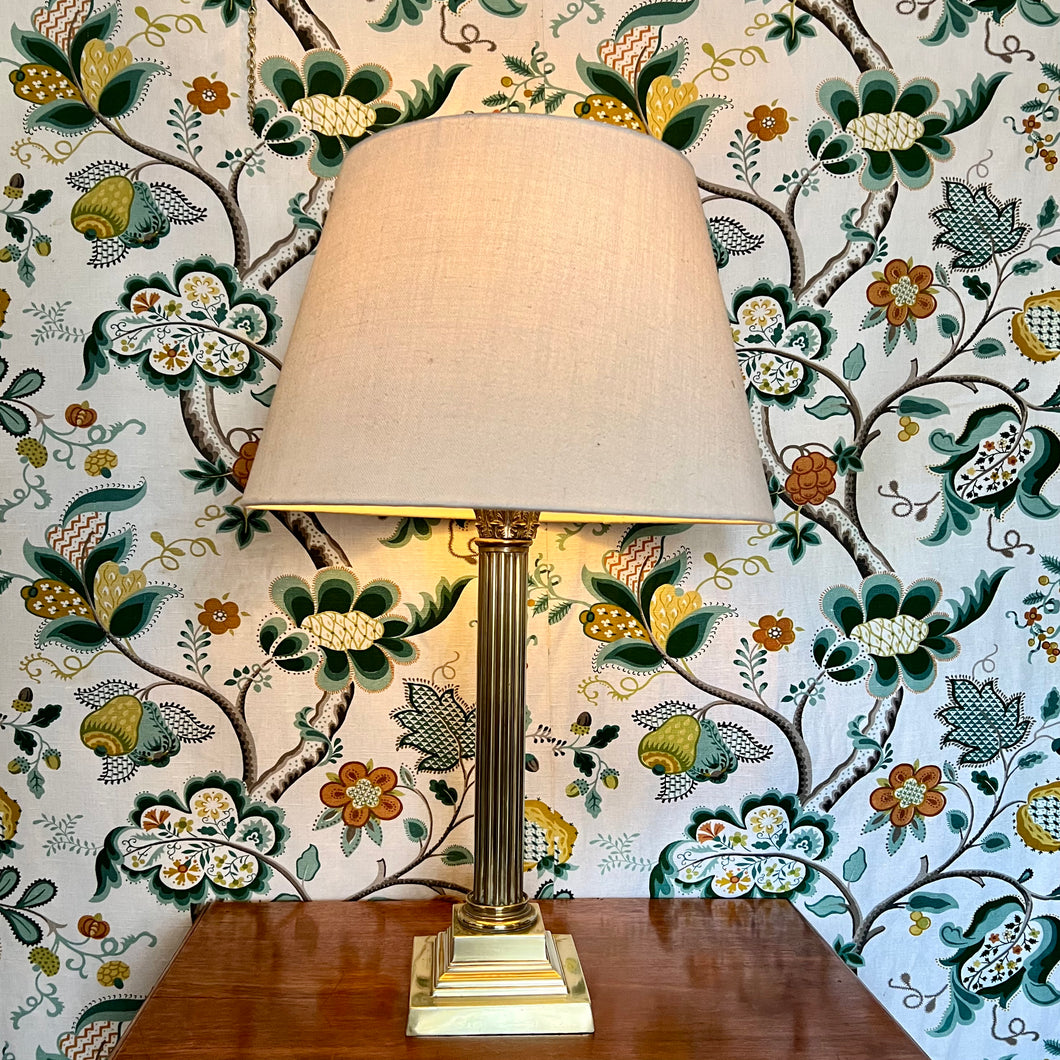 A  Large Scale Edwardian Brass Corinthian Column Lamp Base. English circa 1900