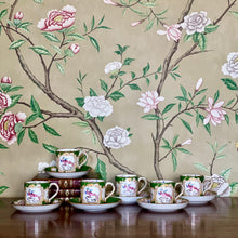 Load image into Gallery viewer, Six Minton&#39;s Green Cockatrice coffee cans and saucers.
