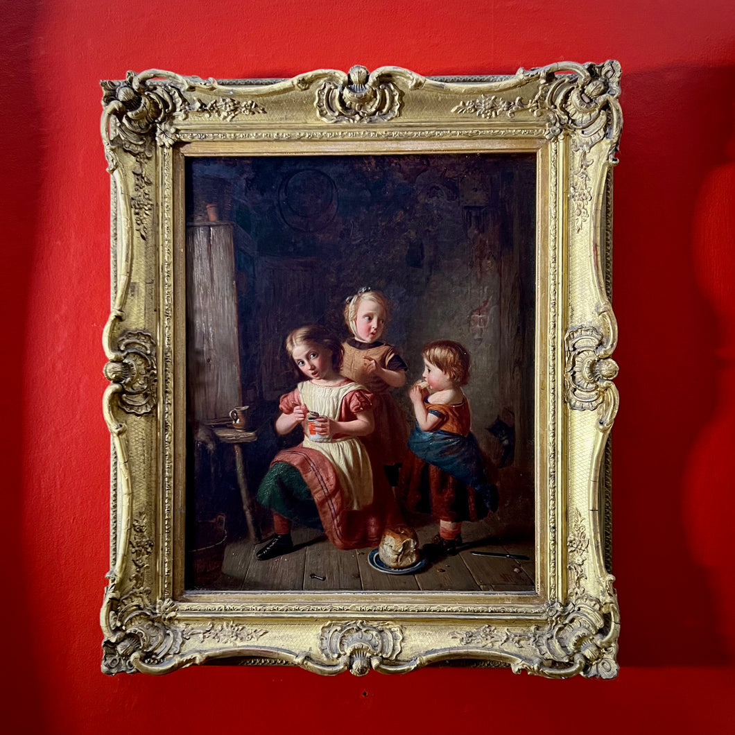 Matthew Robertson (British) 'A False Alarm' framed oil on canvas. Signed and dated 1866.