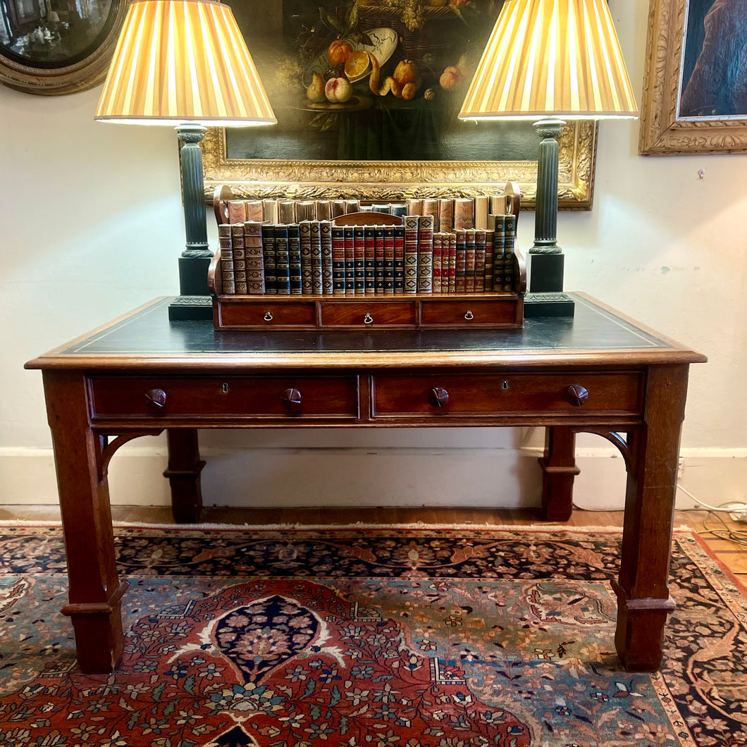 An early 19th century oak Library Table.  In the style of A W N Pugin. English Circa 1840
