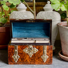 Load image into Gallery viewer, A Victorian Burr Walnut brass bound domed topped box. English Circa 1870
