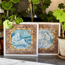Load image into Gallery viewer, A pair of large Minton Hollins &amp; Company framed tiles. English Circa 1880
