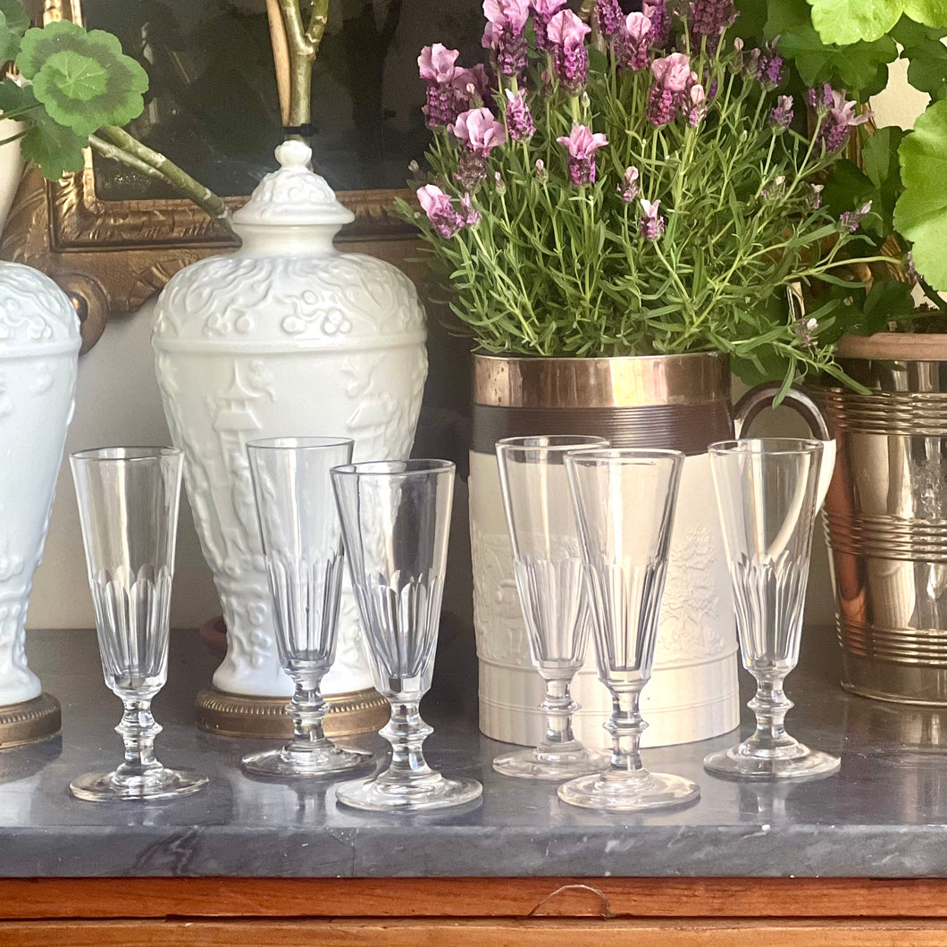 Six  Champagne Flutes, English Circa 1870