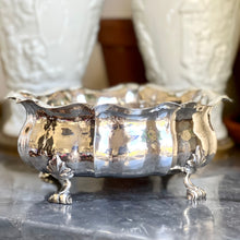 Load image into Gallery viewer, An Italian Battuto A Mano or Hand Wrought 800 Standard Silver Footed Oval Bowl. Circa 1944-1968
