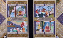 Load image into Gallery viewer, A framed pair of Indian Mughal Style Illuminated Book Pages.
