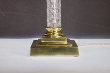 Load image into Gallery viewer, 19th Century Cut Glass and Brass Corinthian Column Lamp. English Circa 1880
