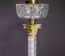 Load image into Gallery viewer, 19th Century Cut Glass and Brass Corinthian Column Lamp. English Circa 1880
