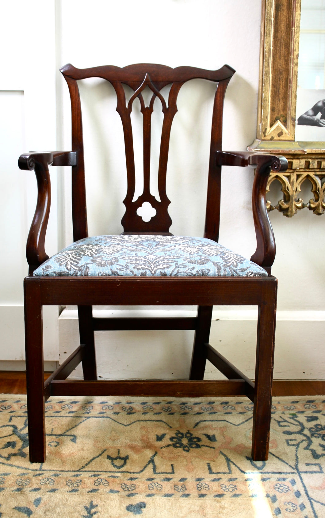 A Gothic Chippendale period Mahogany Armchair. English circa 1770