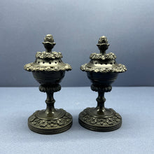 Load image into Gallery viewer, A pair English Regency  grand tour patinated bronze pastille burners. Circa 1820
